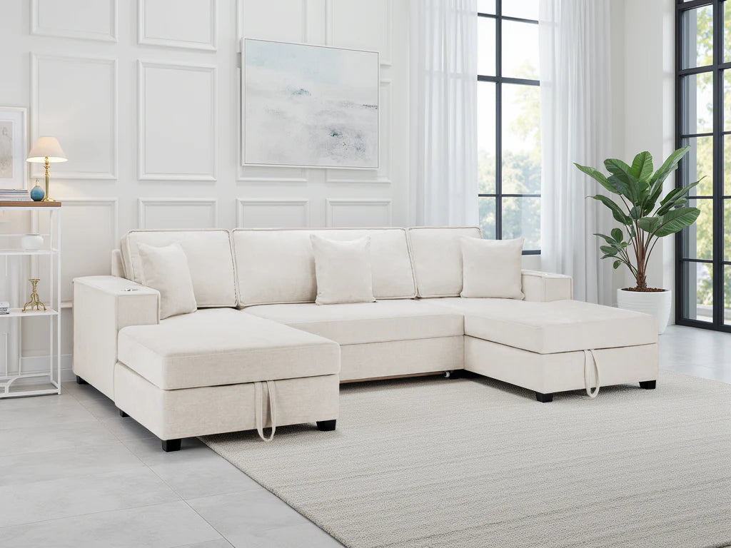 Milan Sofabed Universal Corner Sofa in Cream