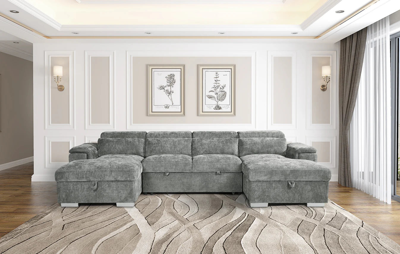 Alaya Grey U Shape Corner Sofabed