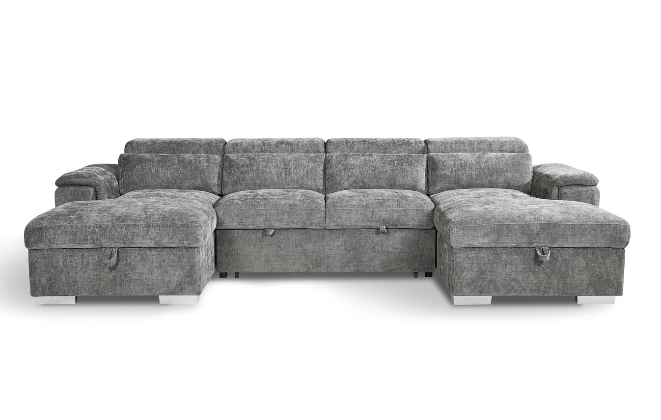 Alaya Grey U Shape Corner Sofabed
