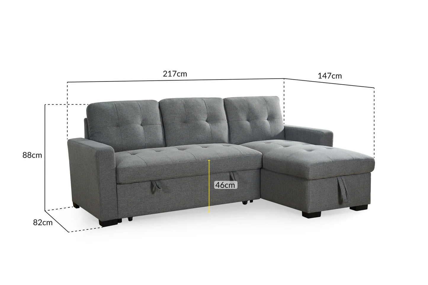 Alder Corner Sofa Bed in Grey