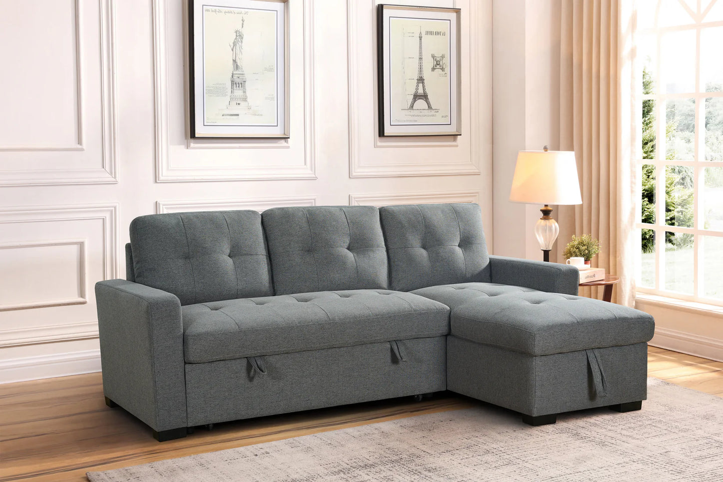Alder Corner Sofa Bed in Grey