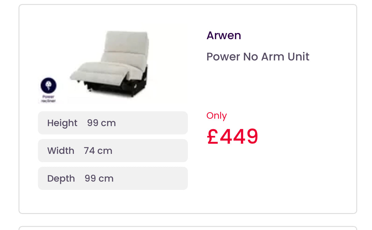 DFS Arwen 3 Seater Chaise L Shape Power Recliner Sofa In Oyster Fabric