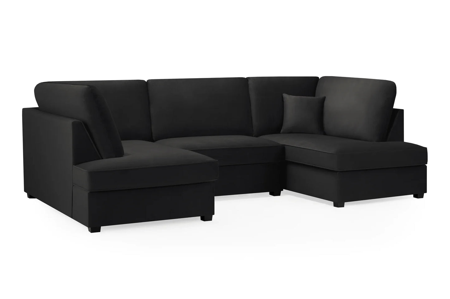 Carnaby Sofa U Shape Corner in Black Plush Fabric