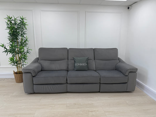 Natuzzi Rock 4 Seater Power Recliner Sofa In Grey Velvet