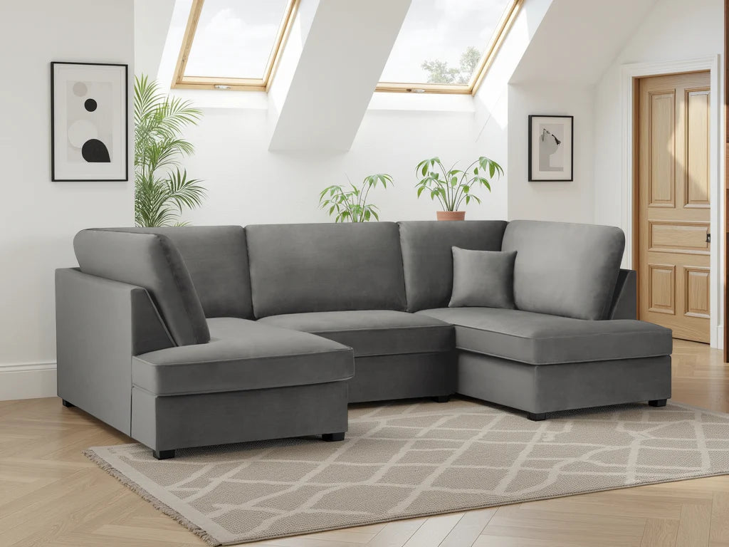 Carnaby Sofa U Shape Corner in Plush Grey