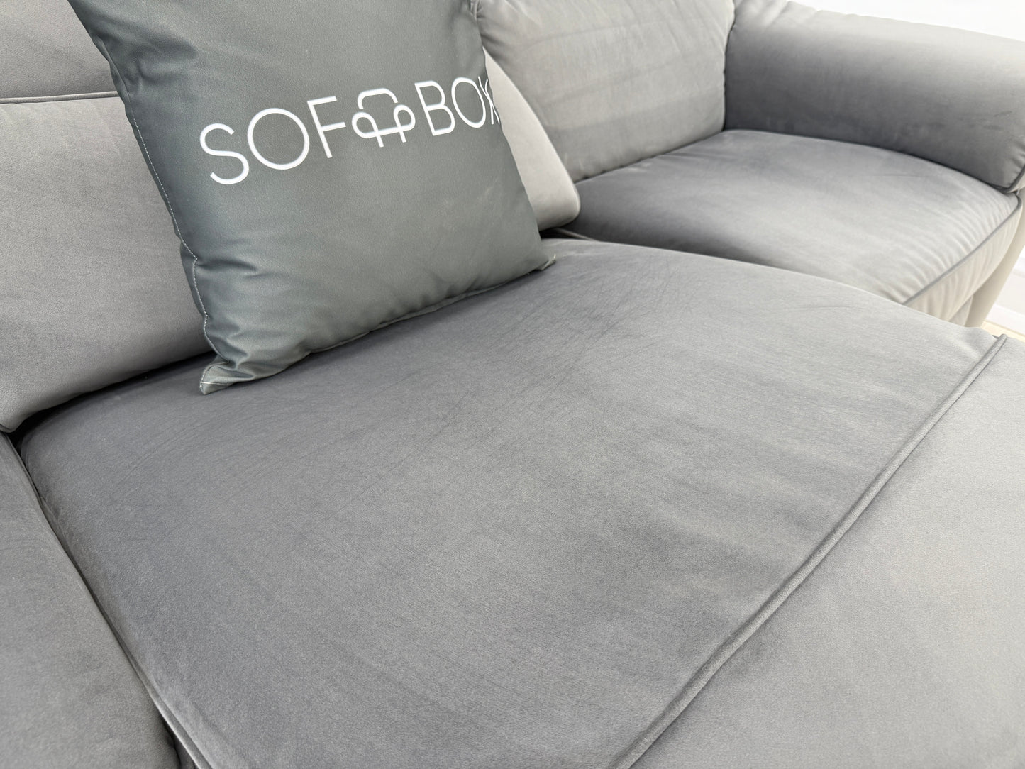 Natuzzi Rock 4 Seater Power Recliner Sofa In Grey Velvet