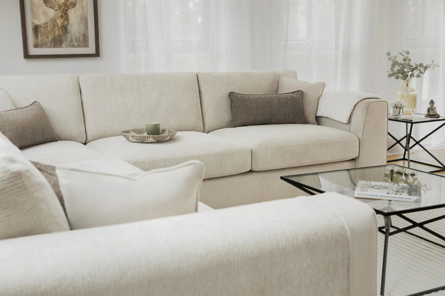 Naples Large Corner Sofa in Beige