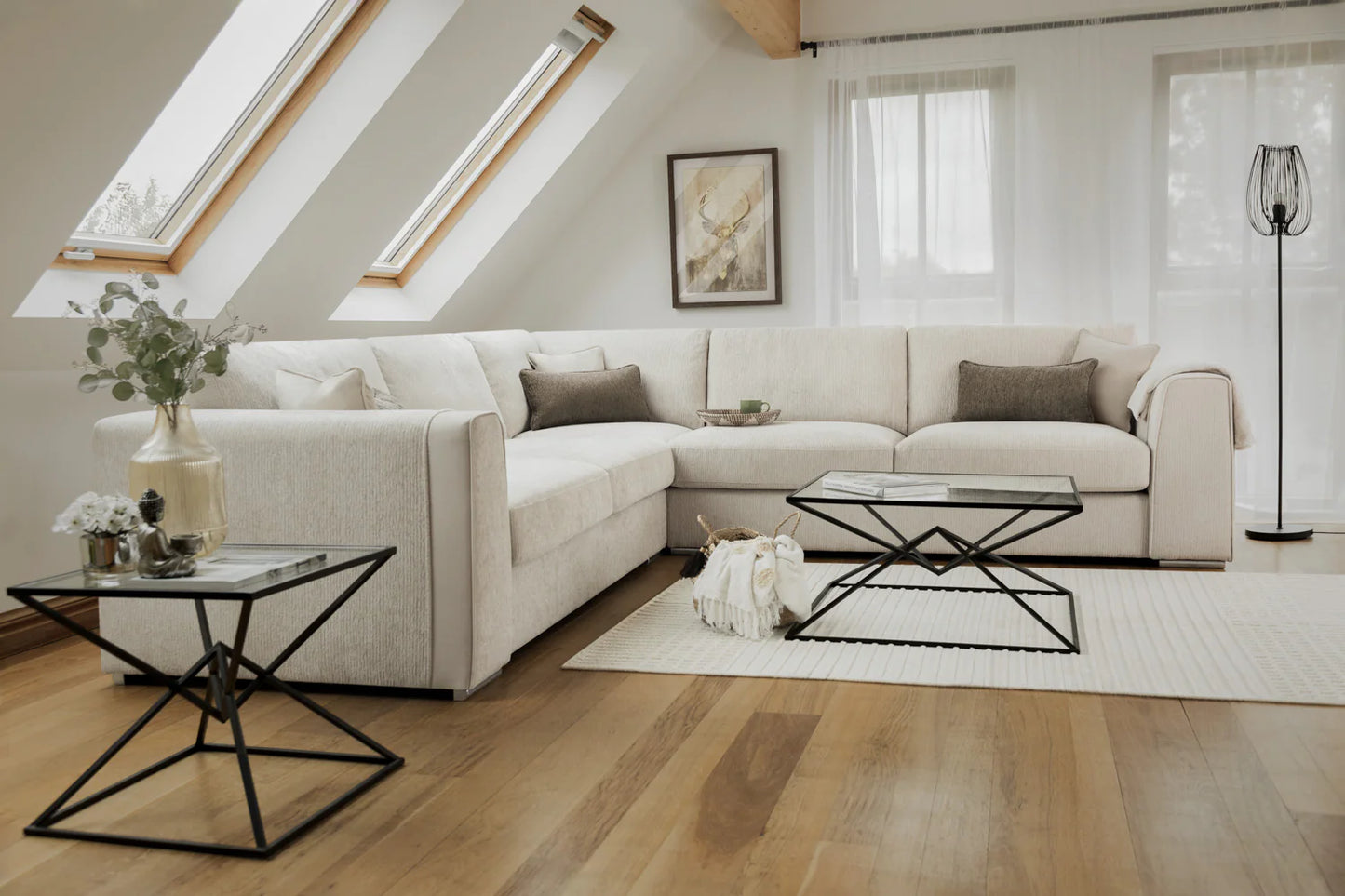 Naples Large Corner Sofa in Beige