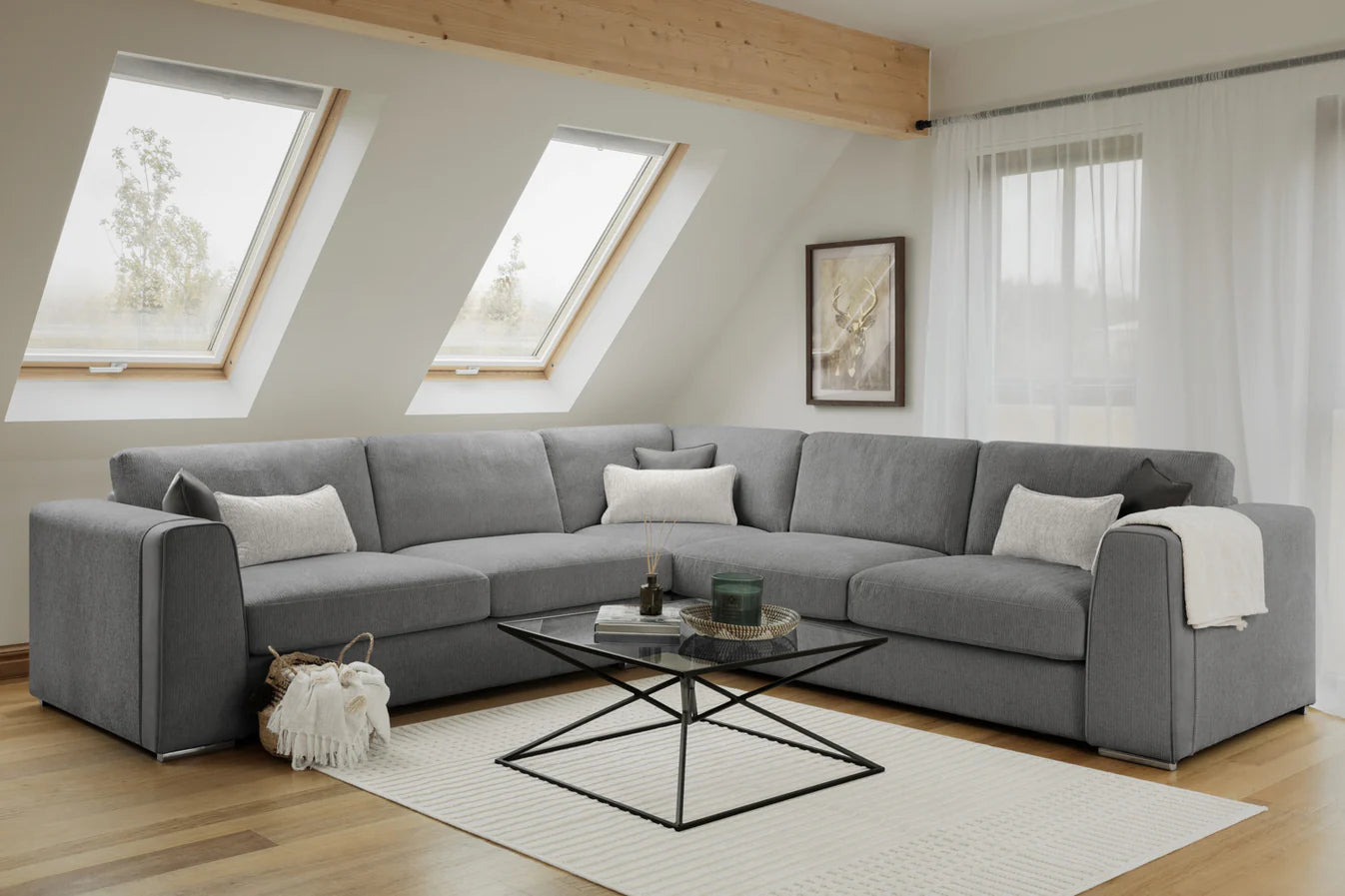 Naples Large Corner Sofa in Grey