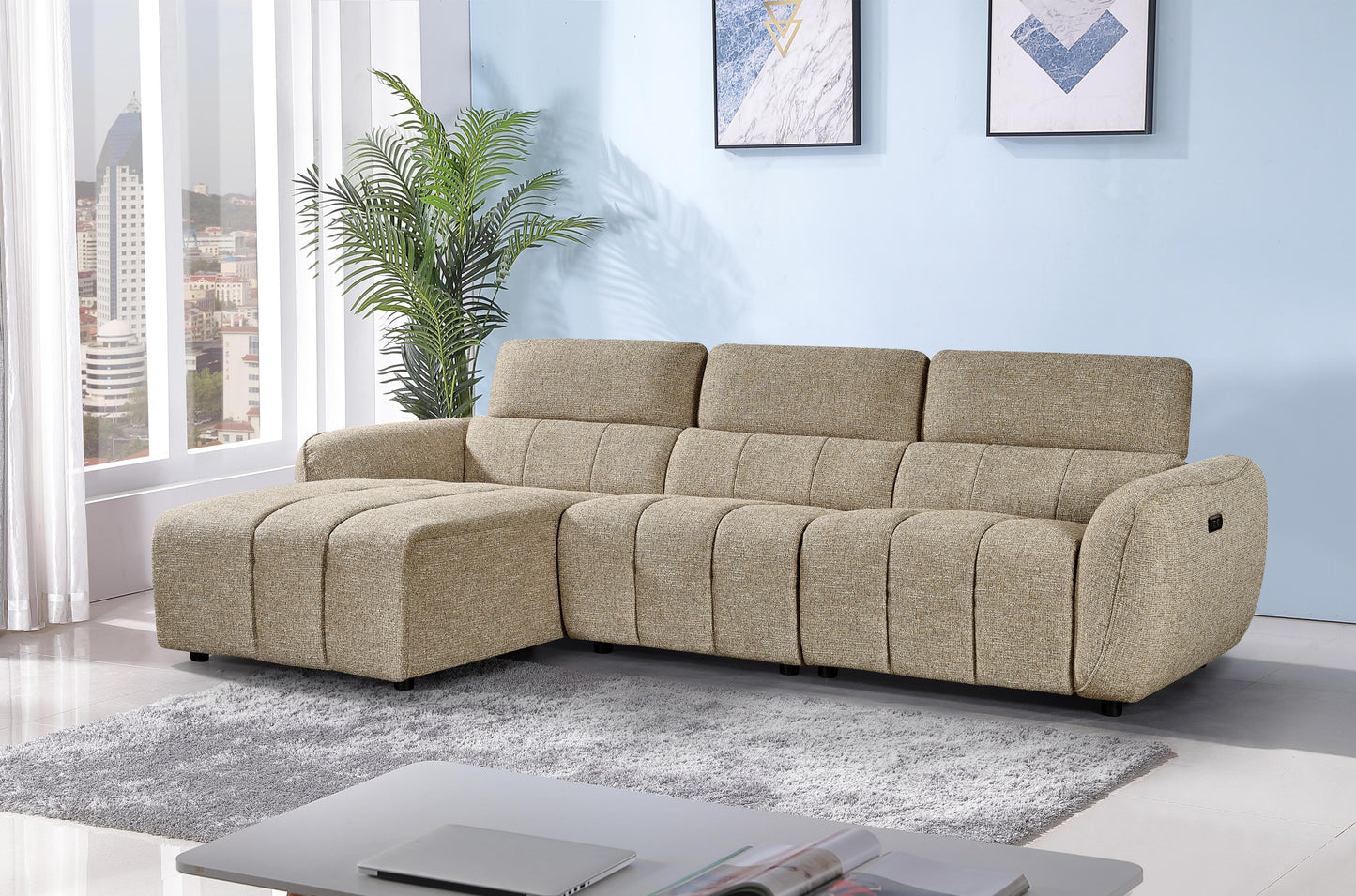 Triton Fabric Electric Recliner Corner Sofa