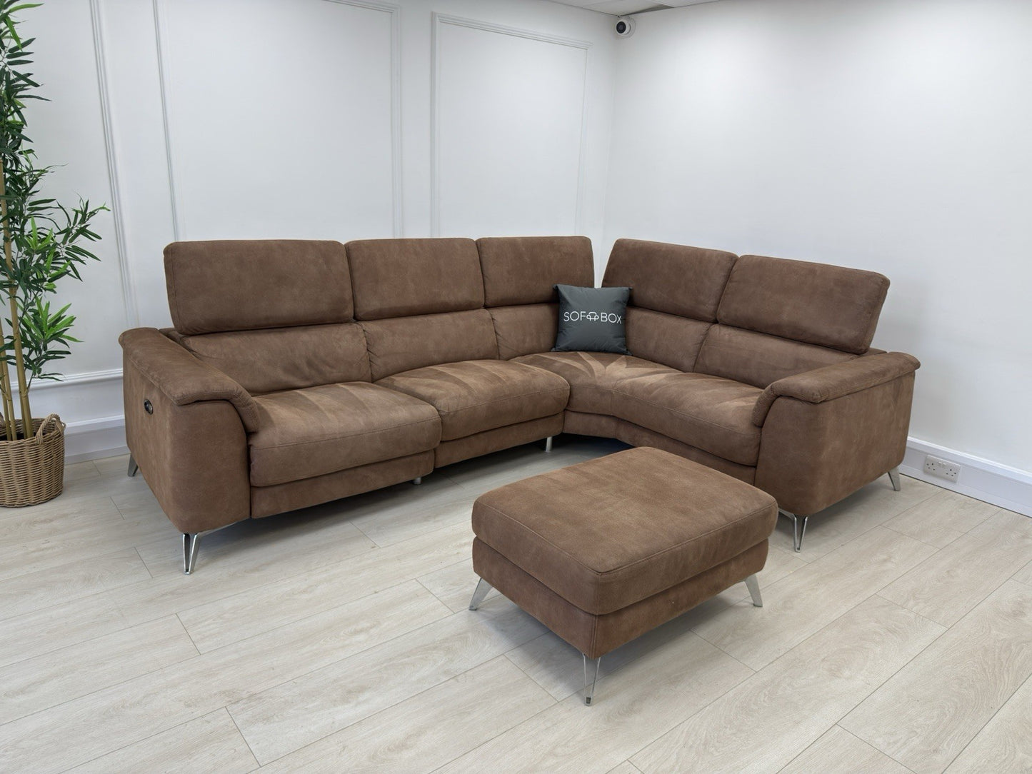 DFS Tahiti Power Recliner Corner Sofa And Footstool In Tan