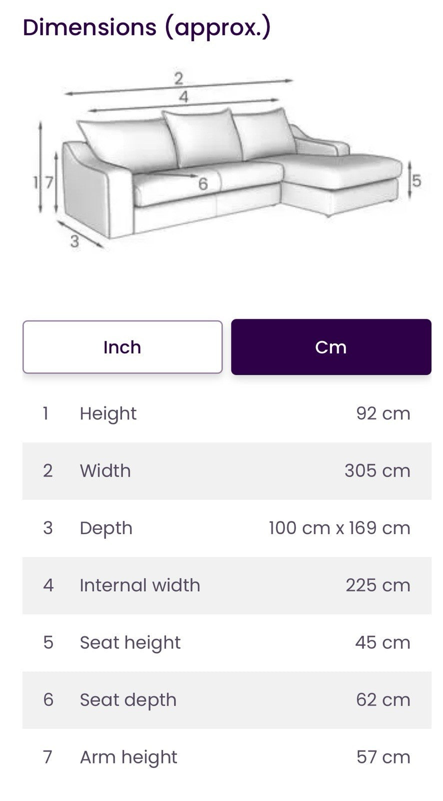 DFS Maura Right Hand Facing Large Chaise Sofa In Denim Fabric
