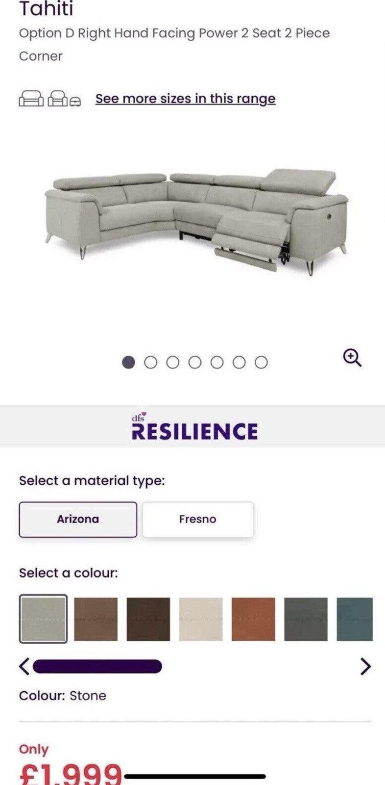 DFS Tahiti XL Power Recliner Corner Sofa In Stone