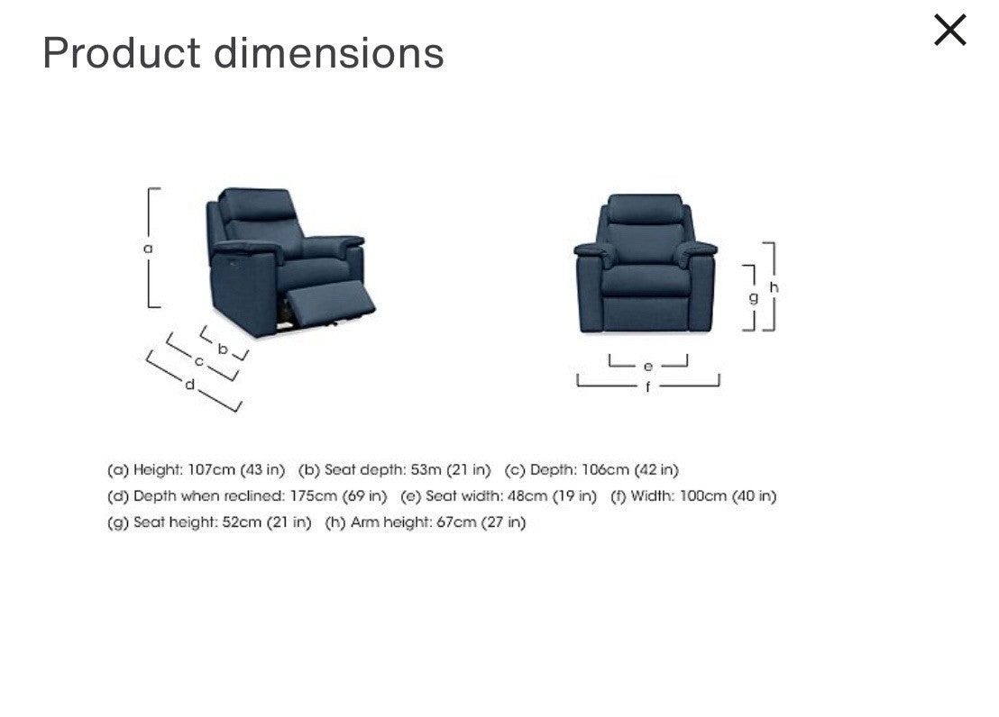G Plan Thornbury 3 Seater & Chair Set With Power Recliner, Lumbar, Headrest Blue