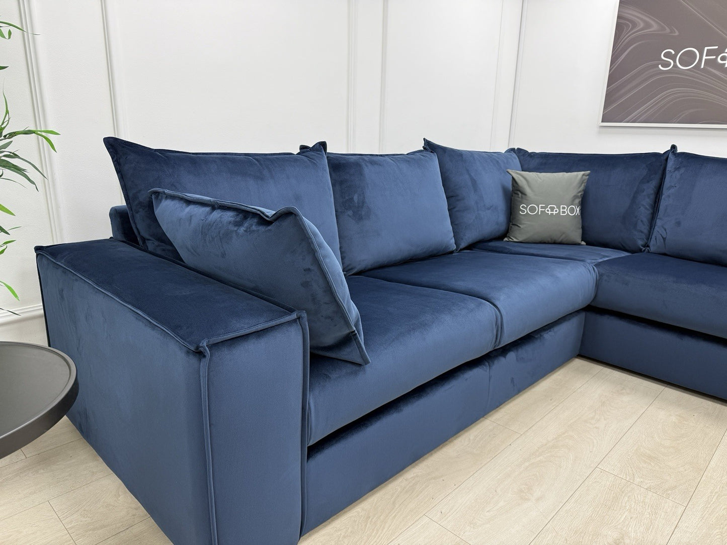 DFS Lovise Velvet Corner Sofa In Navy