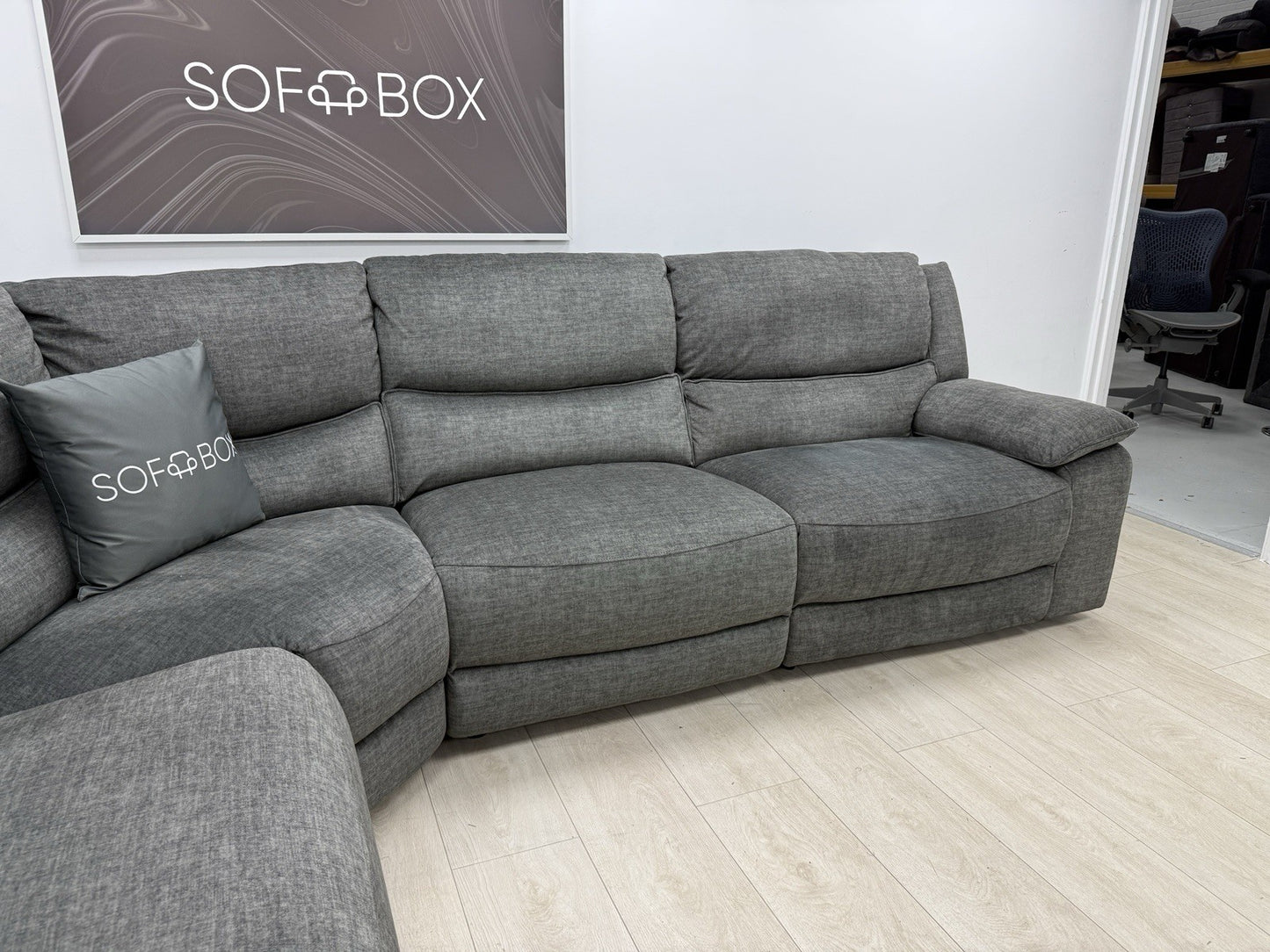 DFS Iverson Power Recliner Corner Sofa In Dark Grey