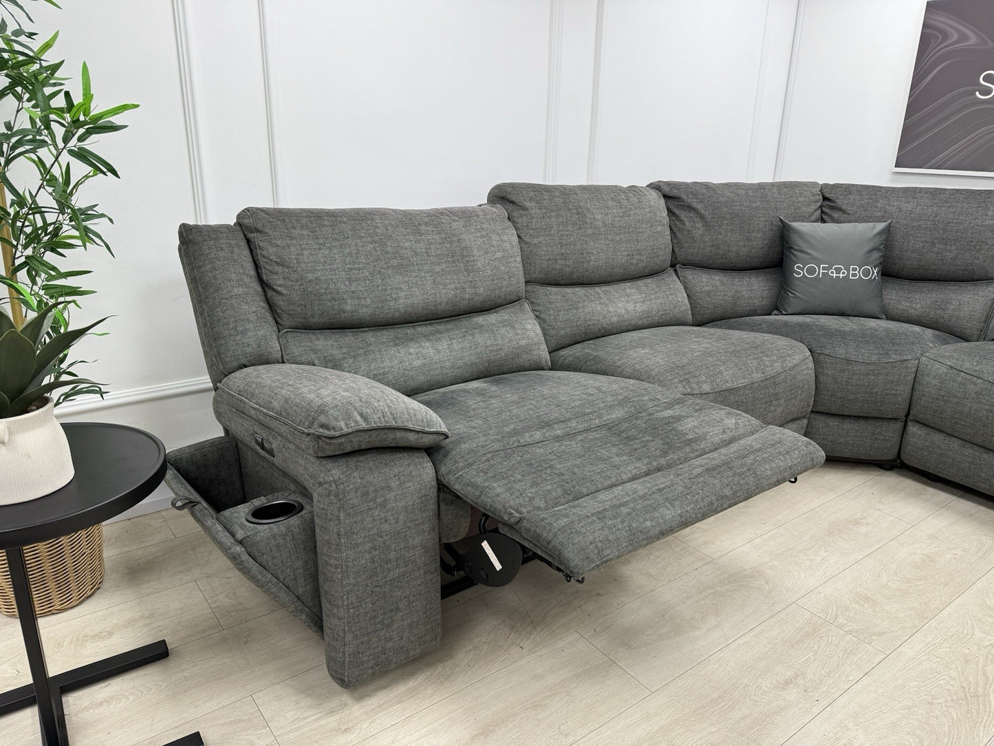 DFS Iverson Power Recliner Corner Sofa In Dark Grey