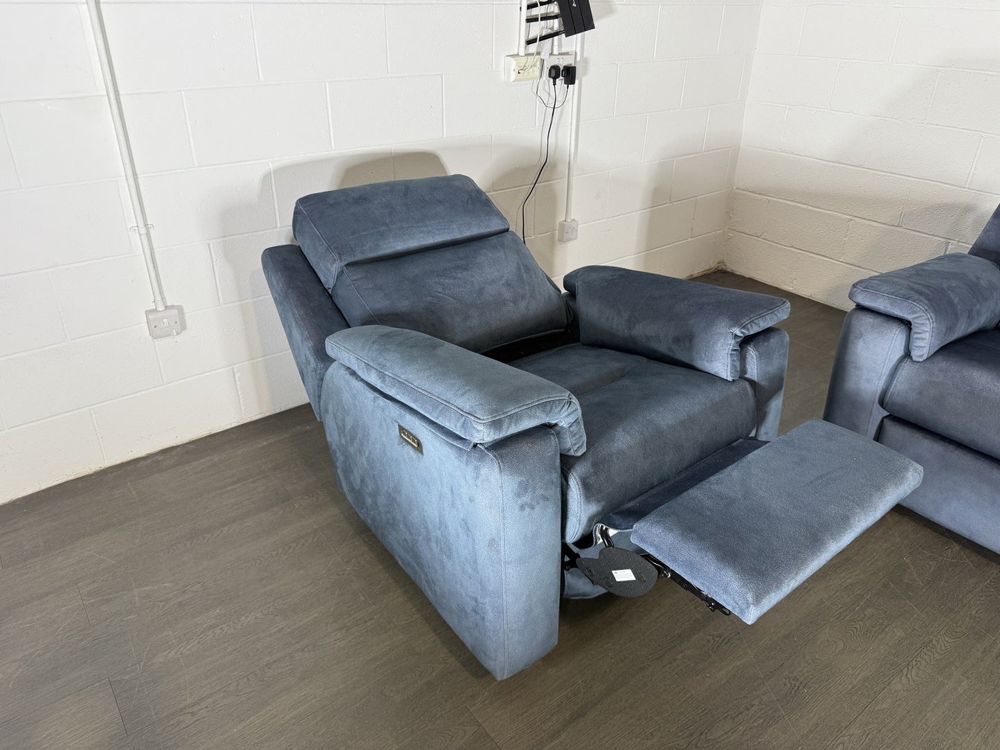 G Plan Thornbury 3 Seater & Chair Set With Power Recliner, Lumbar, Headrest Blue