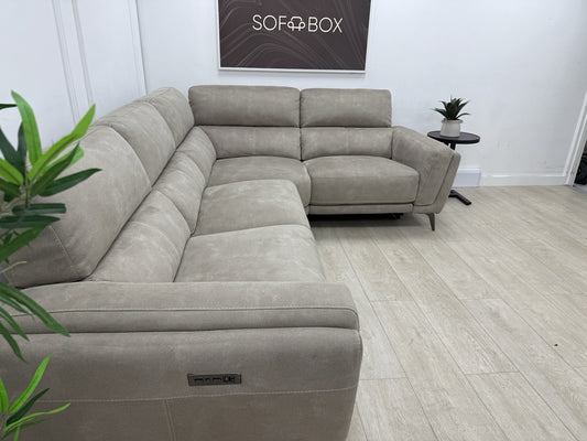 DFS San Mateo Power Recliner Corner Sofa In Arizona Stone Fabric