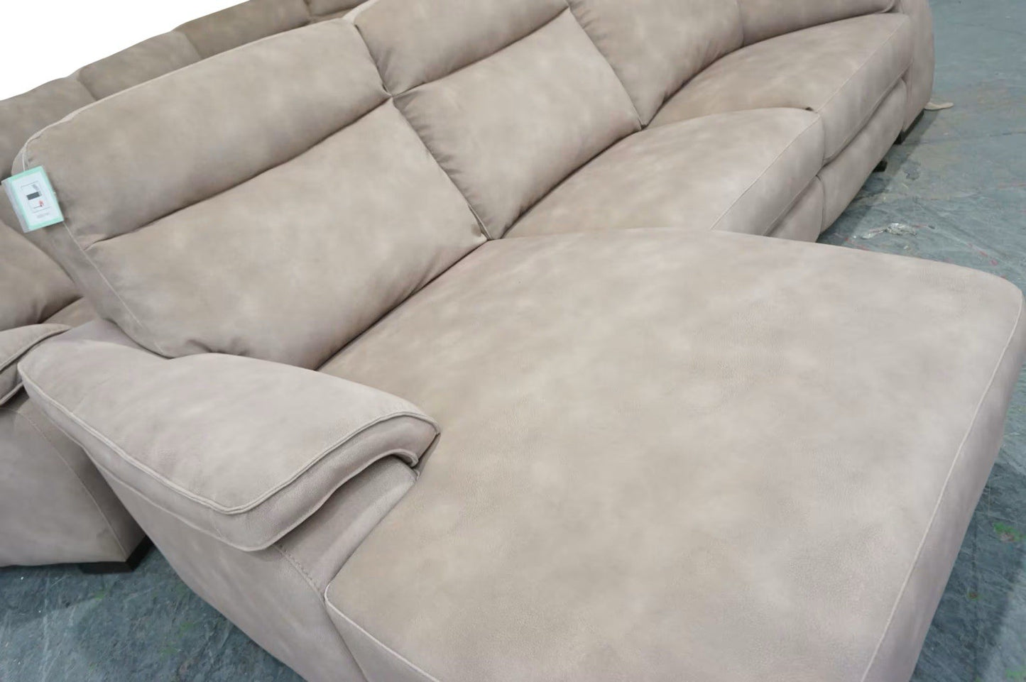 Fishpools Caruso 3 Seater Chaise Power Recliner Sofa In Sand Fabric