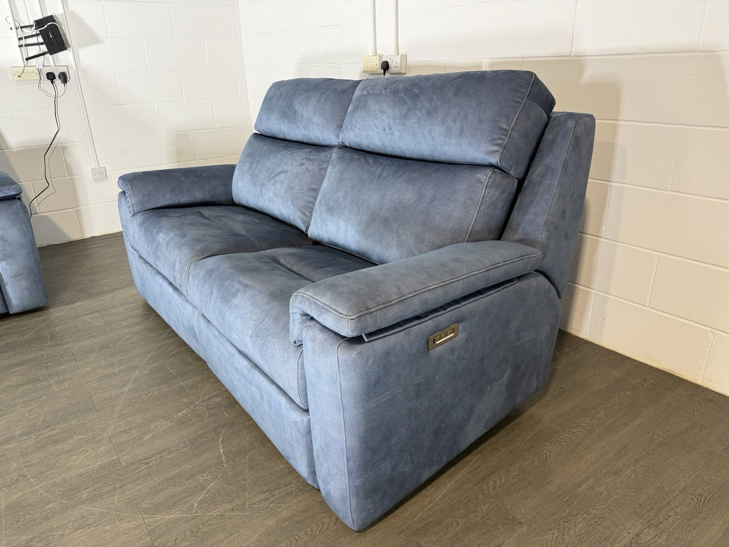 G Plan Thornbury 3 Seater & Chair Set With Power Recliner, Lumbar, Headrest Blue