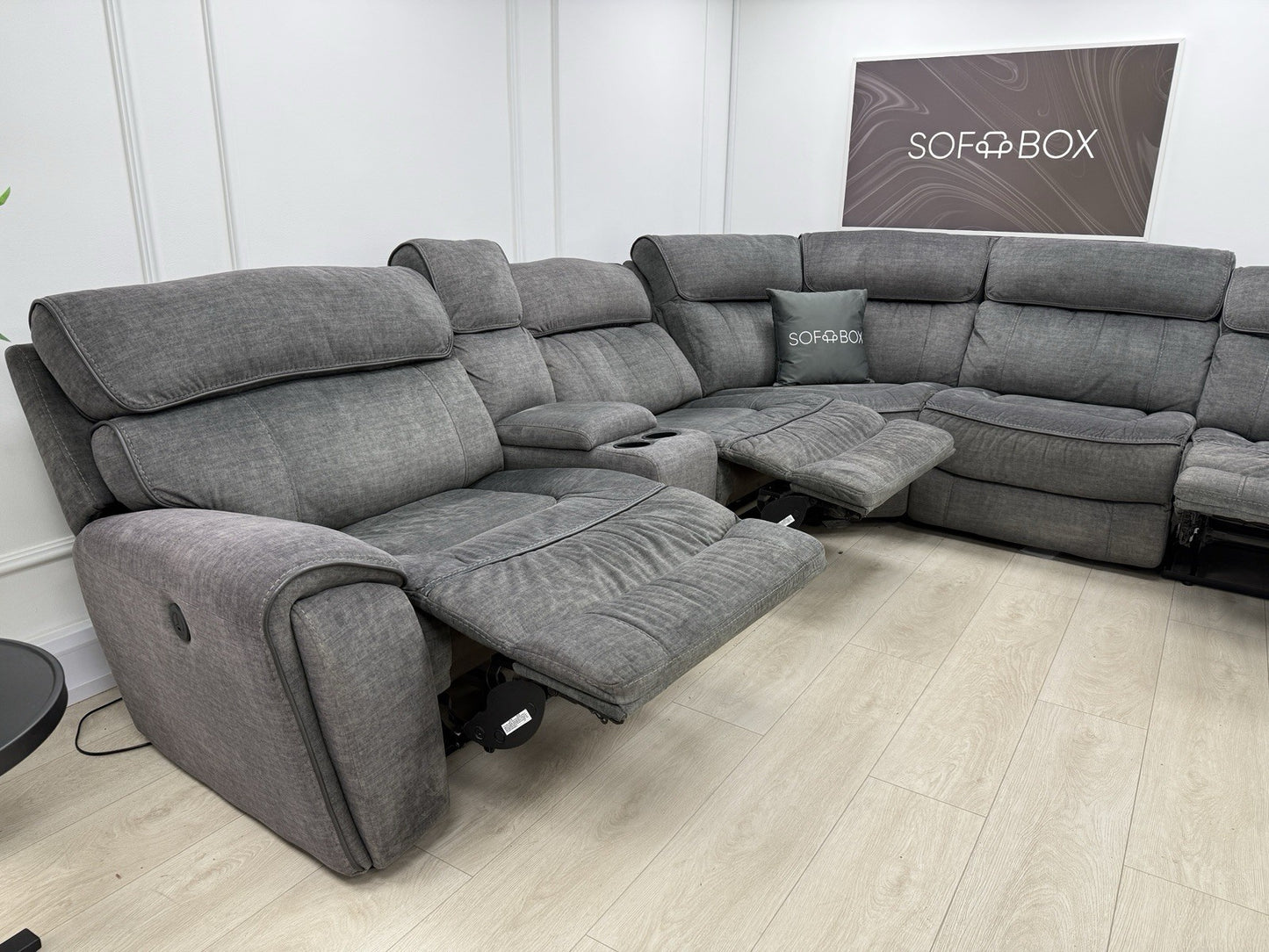 Harveys Brooklyn Power Recliner Corner Sofa In Charcoal Grey