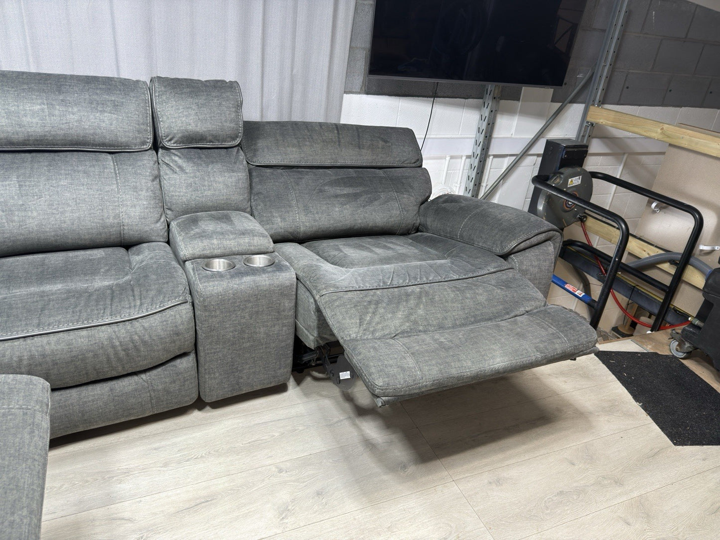 Harvey's Brooklyn Power Corner Recliner Sofa In Charcoal