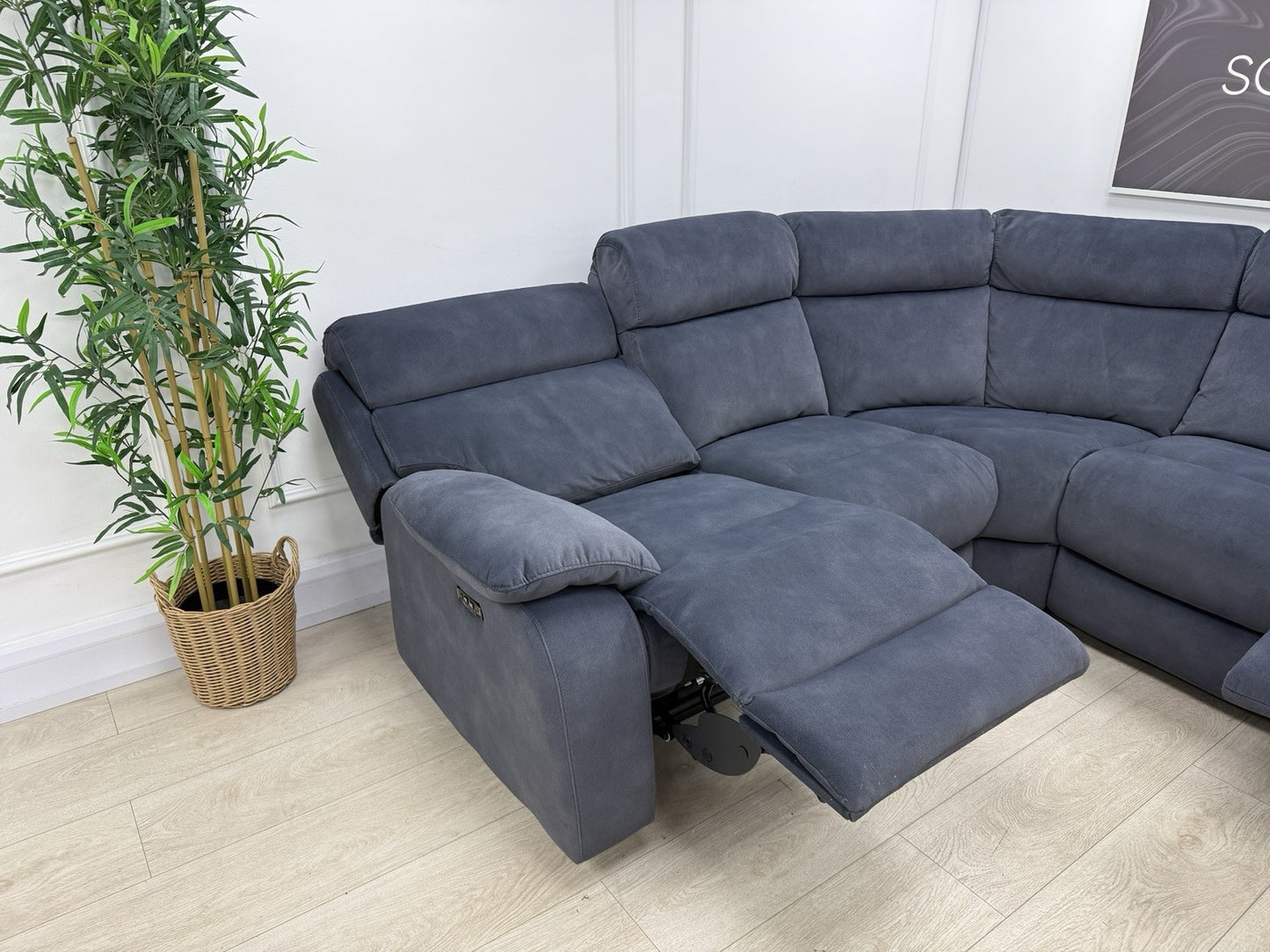 Furniture Village Moreno Power Recliner Corner Sofa In Dexter Shadow Fabric