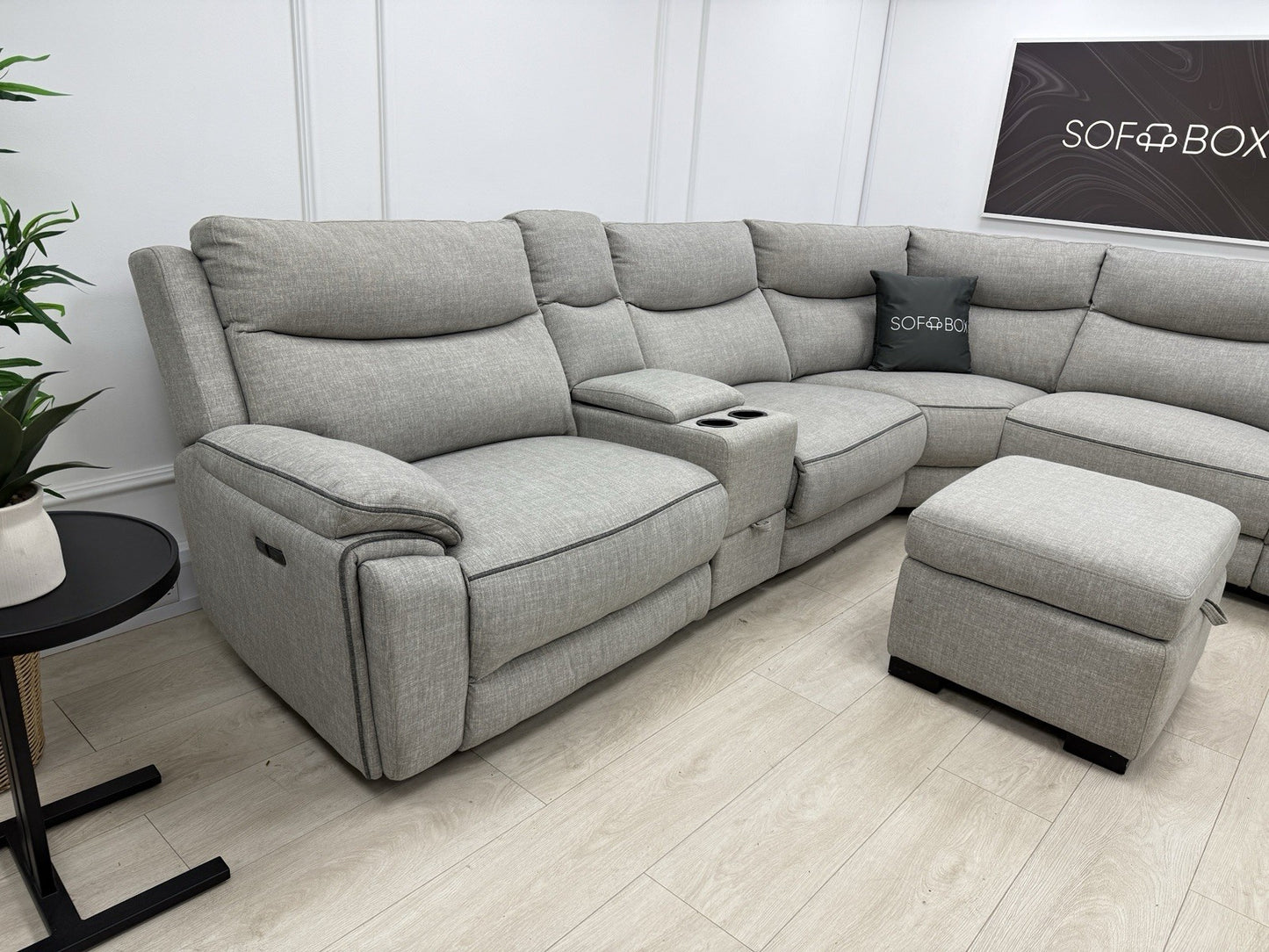 DFS Trek Storeaway Power Recliner Corner Sofa In Light Grey
