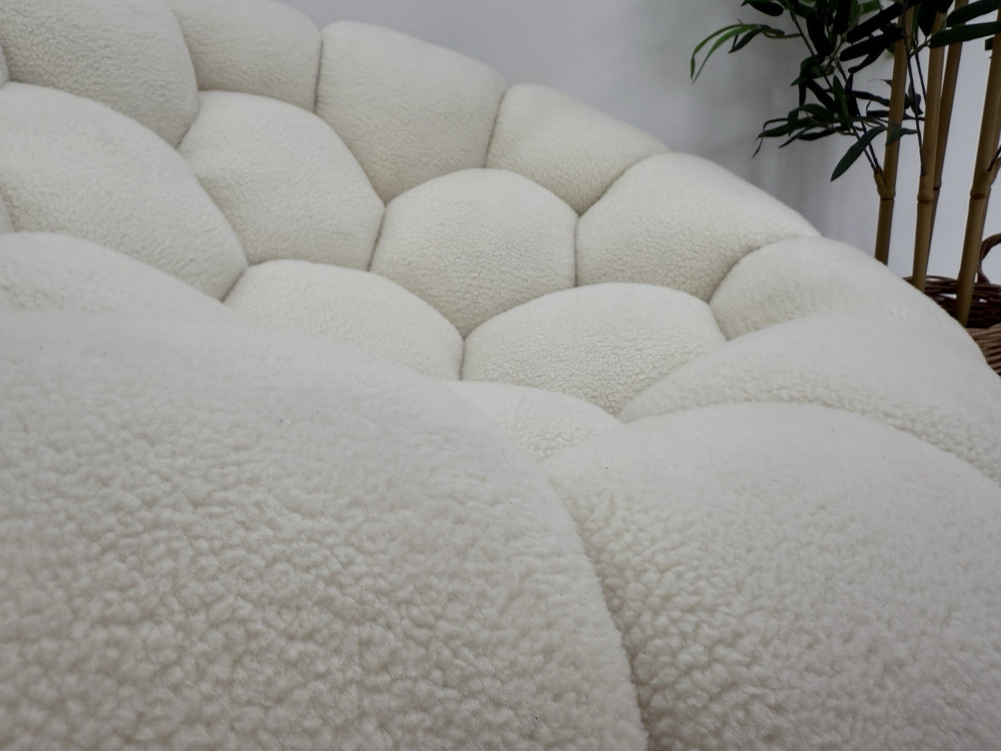 DFS Honeycomb Swivel Accent Chair In White Teddy Fabric