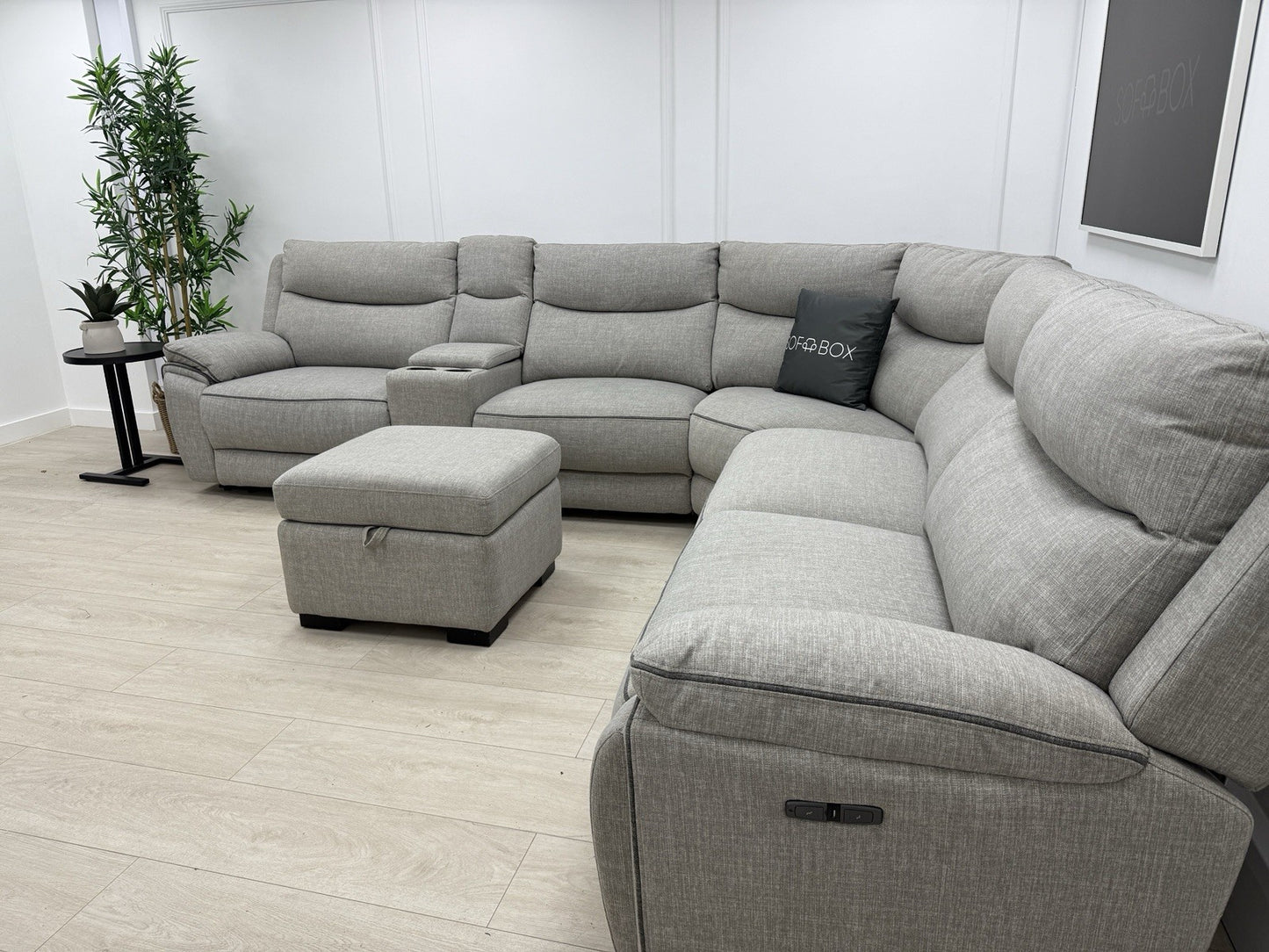 DFS Trek Storeaway Power Recliner Corner Sofa In Light Grey