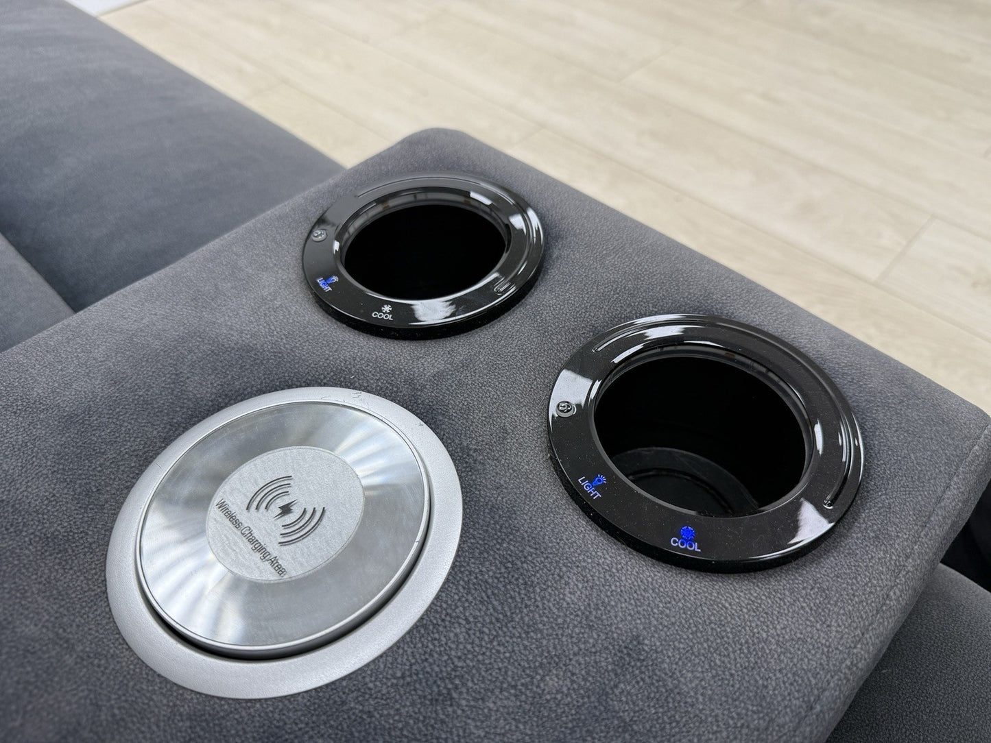 Sofology Renato 2.5 Seater Sofa Recliner Console Unit In Flecked Charcoal