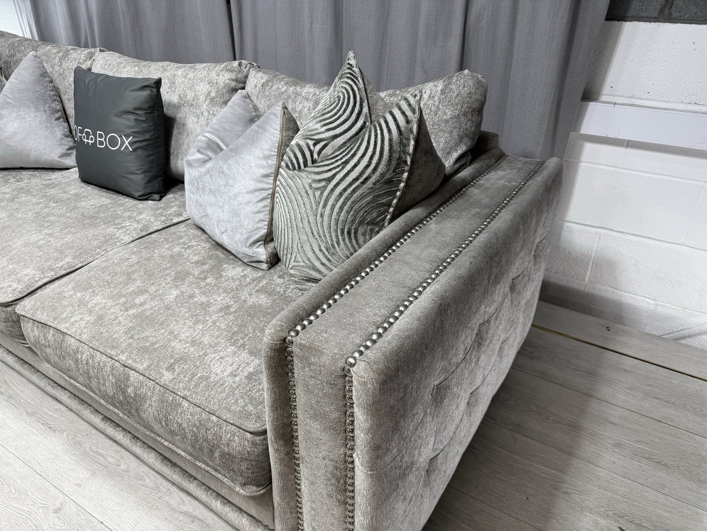 Sofology Midas Corner Sofa & Footstool Set In Grey