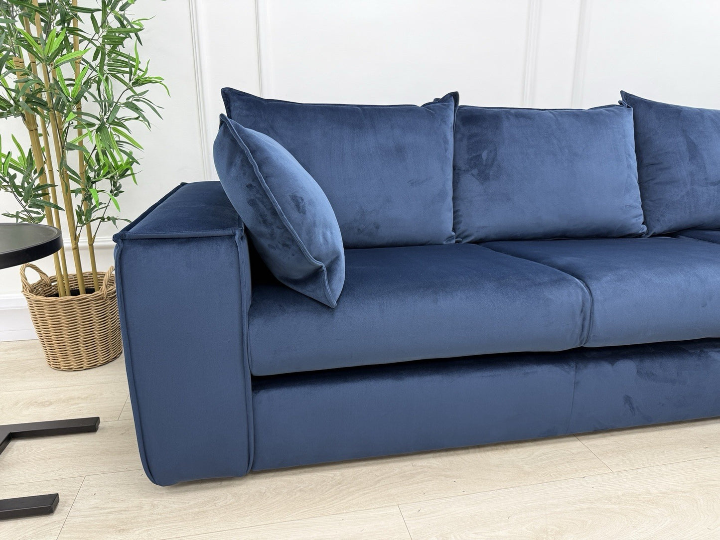 DFS Lovise Velvet Corner Sofa In Navy