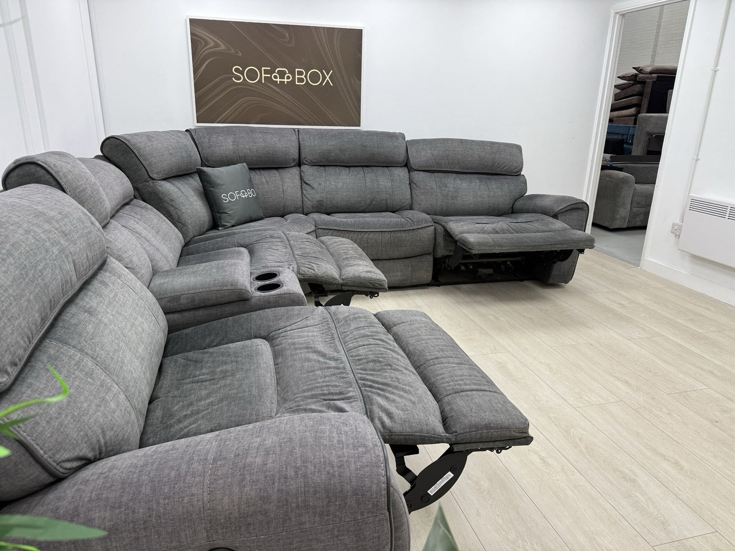 Harveys Brooklyn Power Recliner Corner Sofa In Charcoal Grey