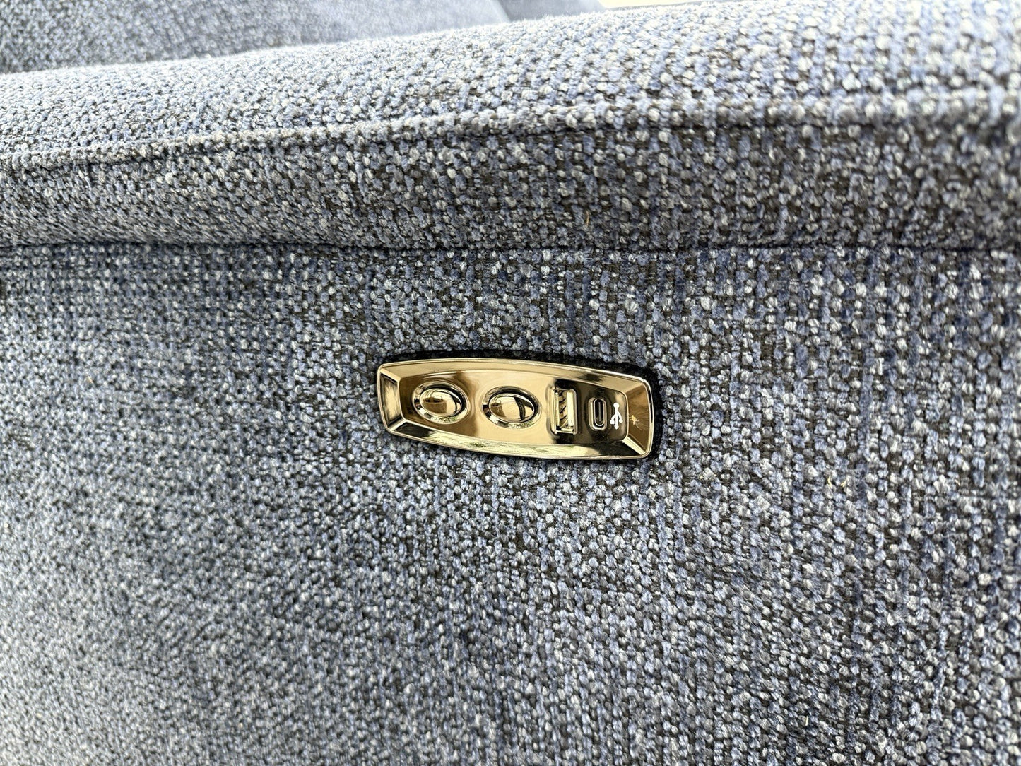 DFS Arwen Power Recliner Corner Sofa Right Hand Facing & Footstool Set In Navy