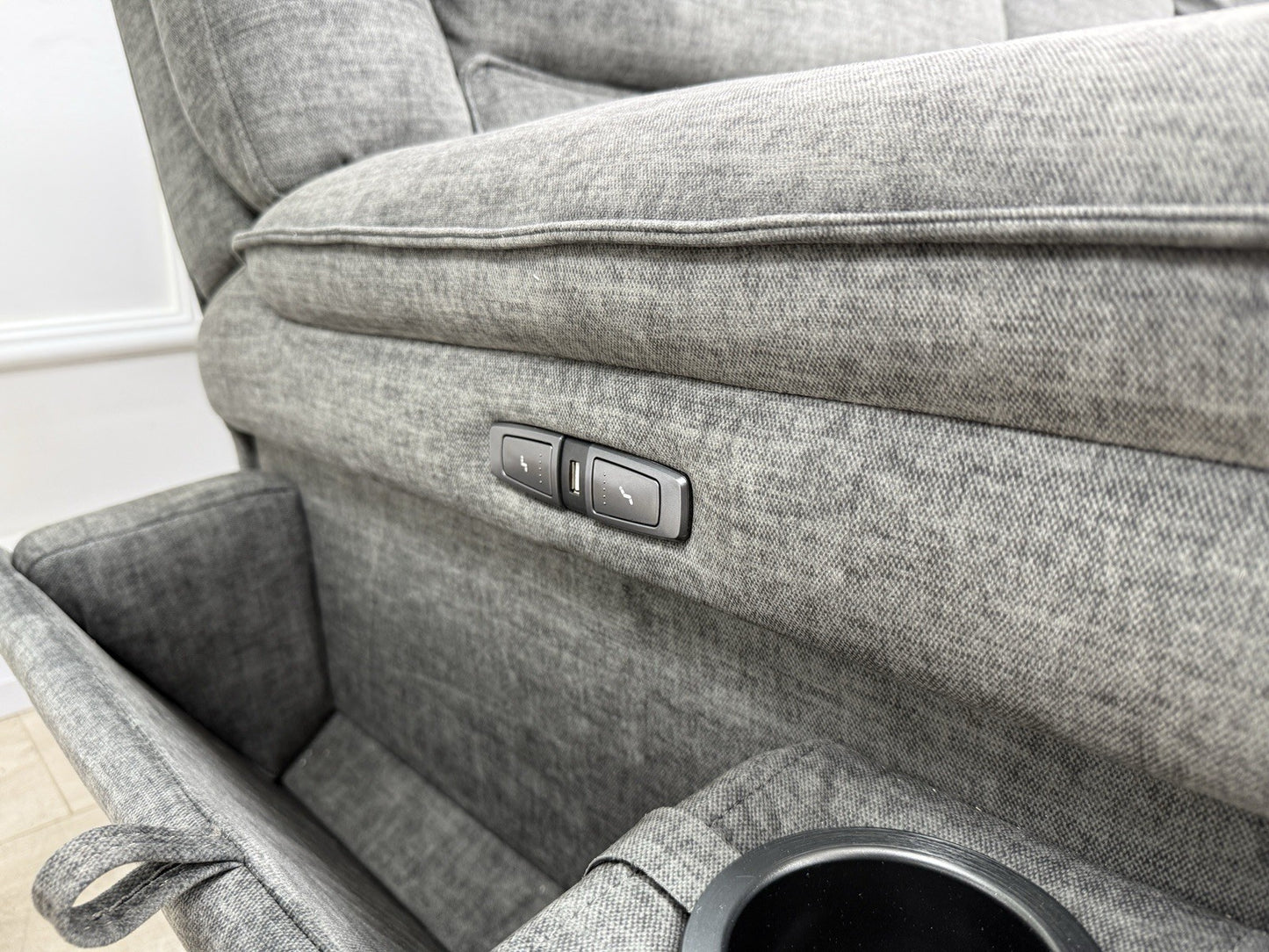 DFS Iverson Power Recliner Corner Sofa In Dark Grey