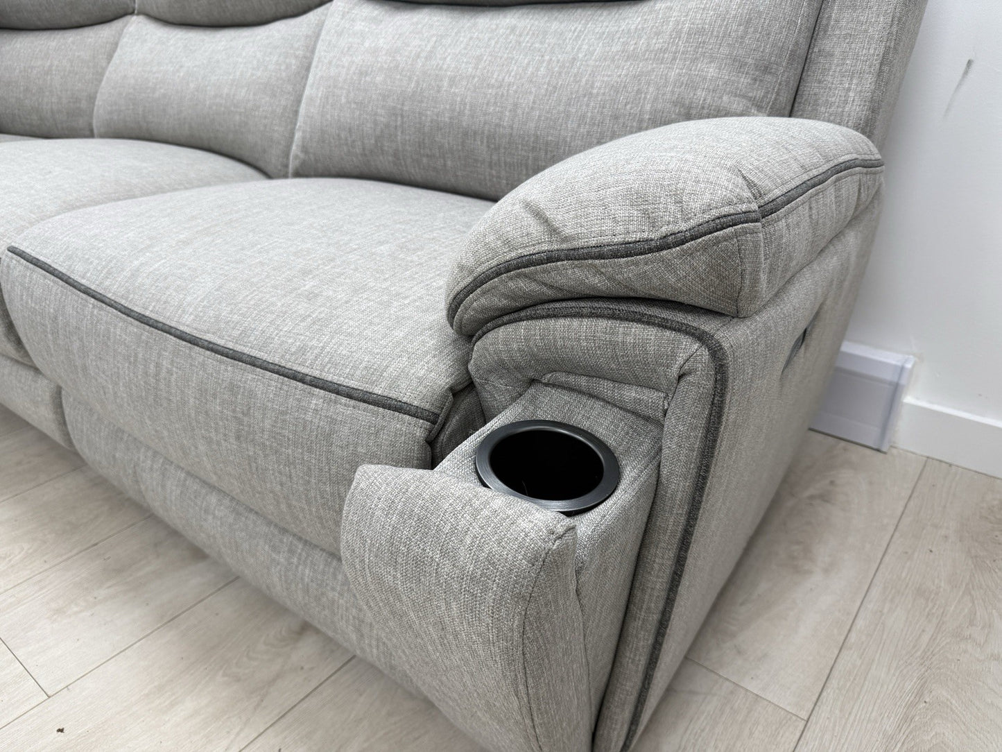 DFS Trek Storeaway Power Recliner Corner Sofa In Light Grey