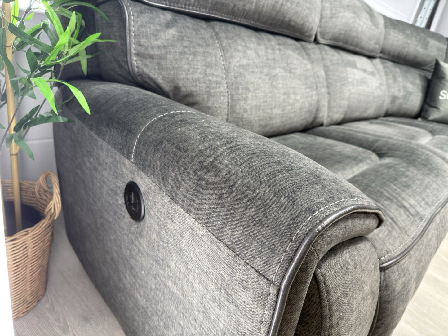Harvey's Brooklyn Power Corner Recliner Sofa In Charcoal