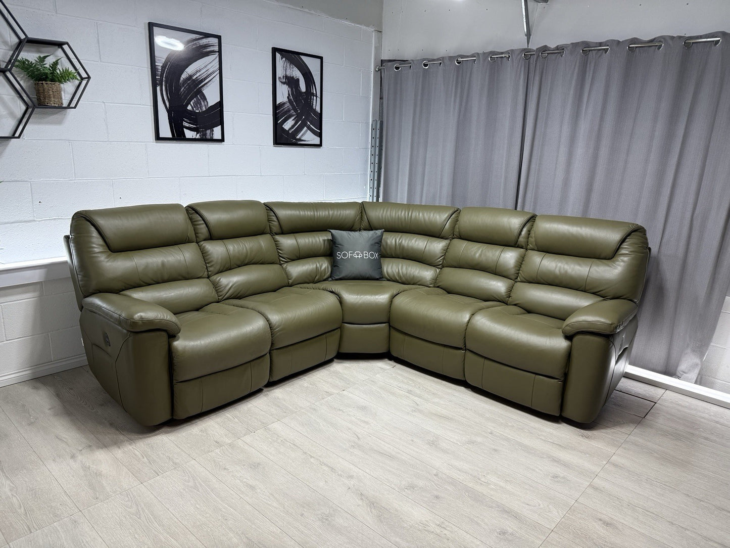 La-Z-Boy Staten Corner Power Recliner Sofa In Pine Green
