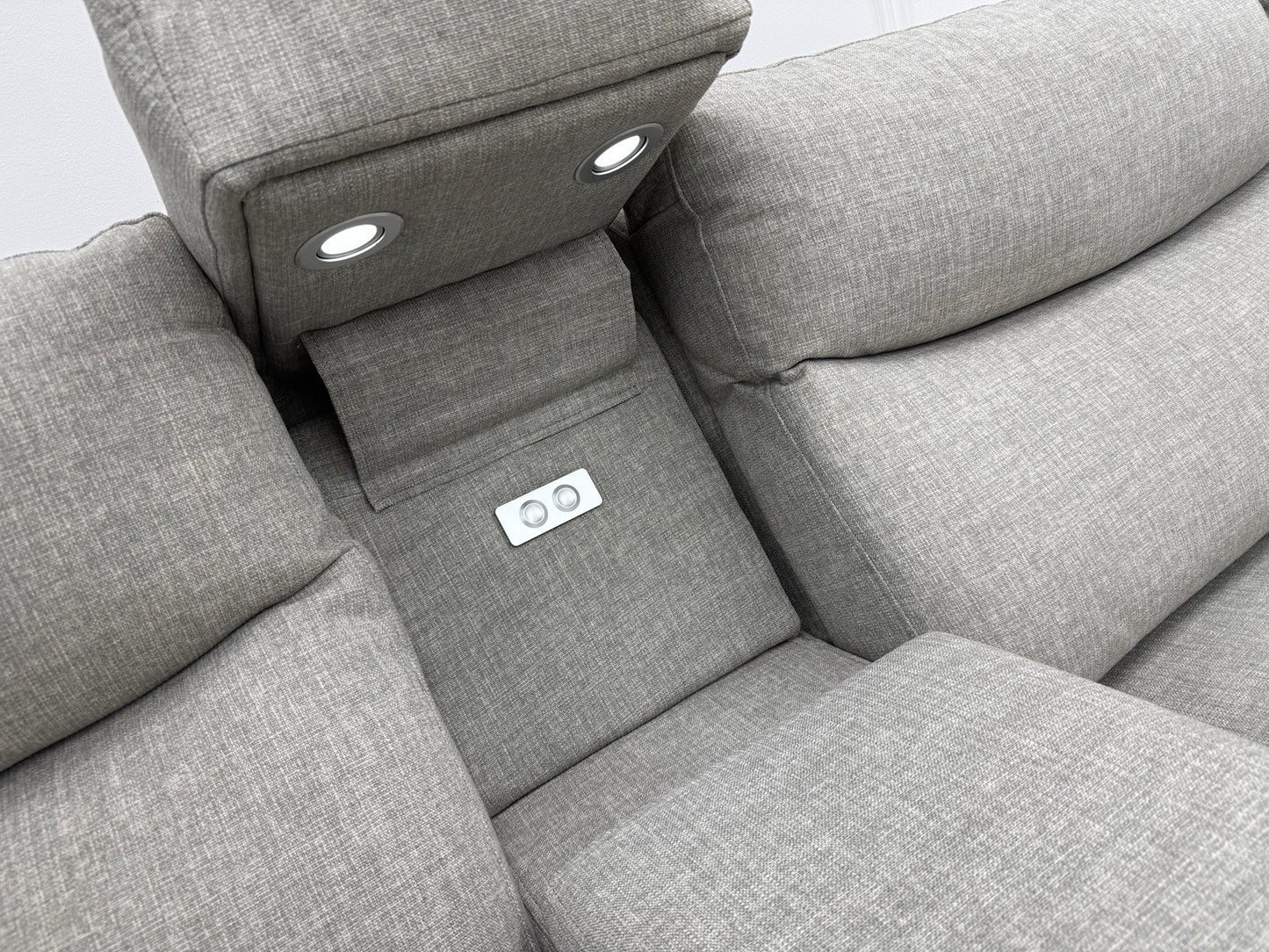 DFS Trek Storeaway Power Recliner Corner Sofa In Light Grey