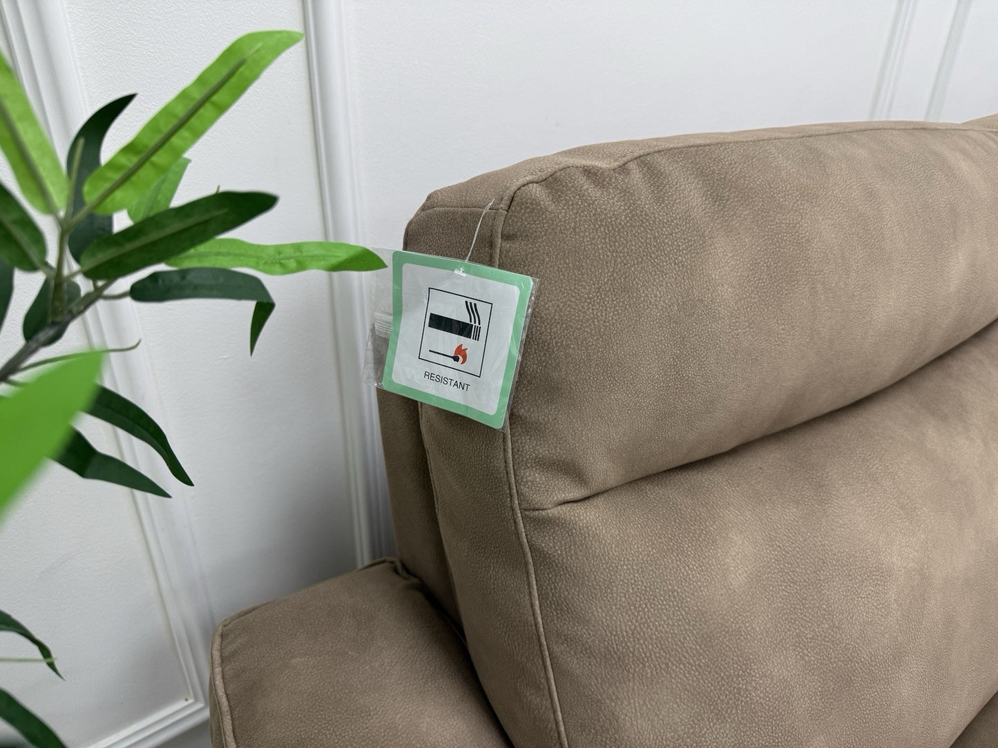 Fishpools Caruso 3 Seater Chaise Power Recliner Sofa In Sand Fabric