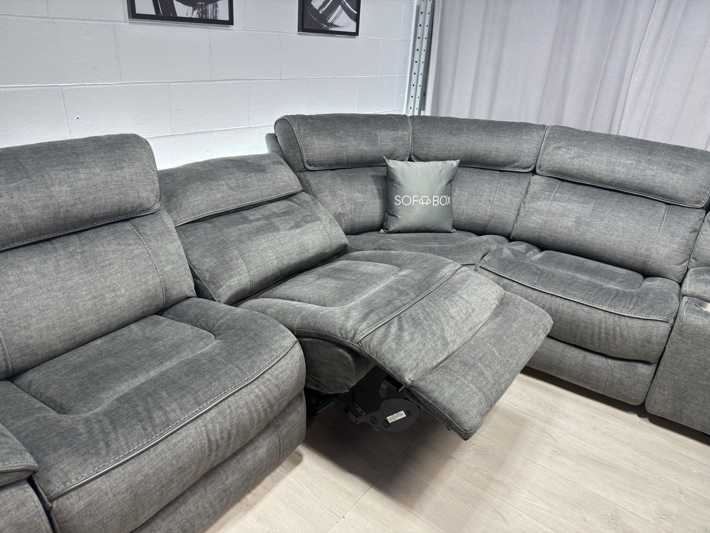 Harvey's Brooklyn Power Corner Recliner Sofa In Charcoal