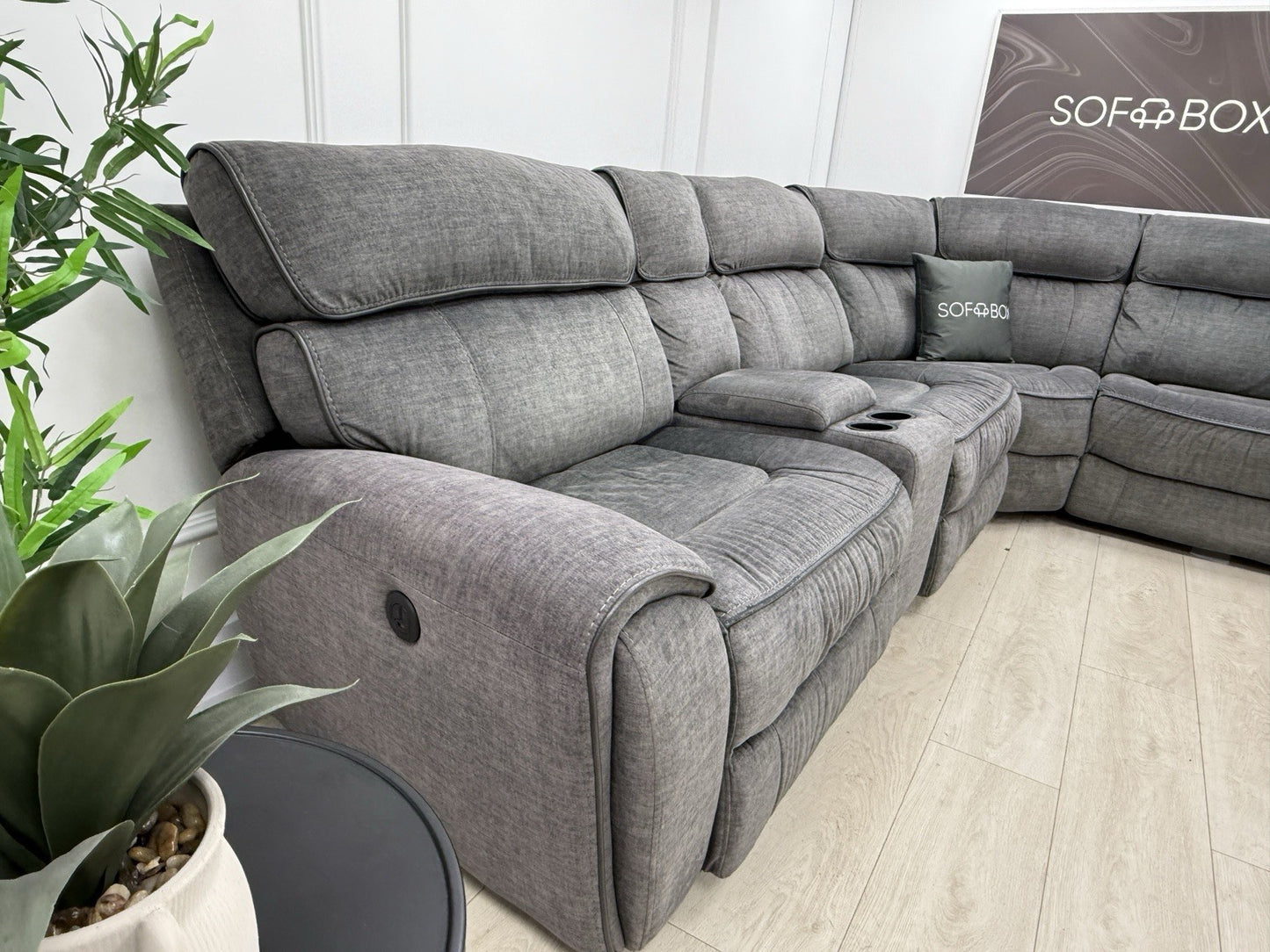 Harveys Brooklyn Power Recliner Corner Sofa In Charcoal Grey