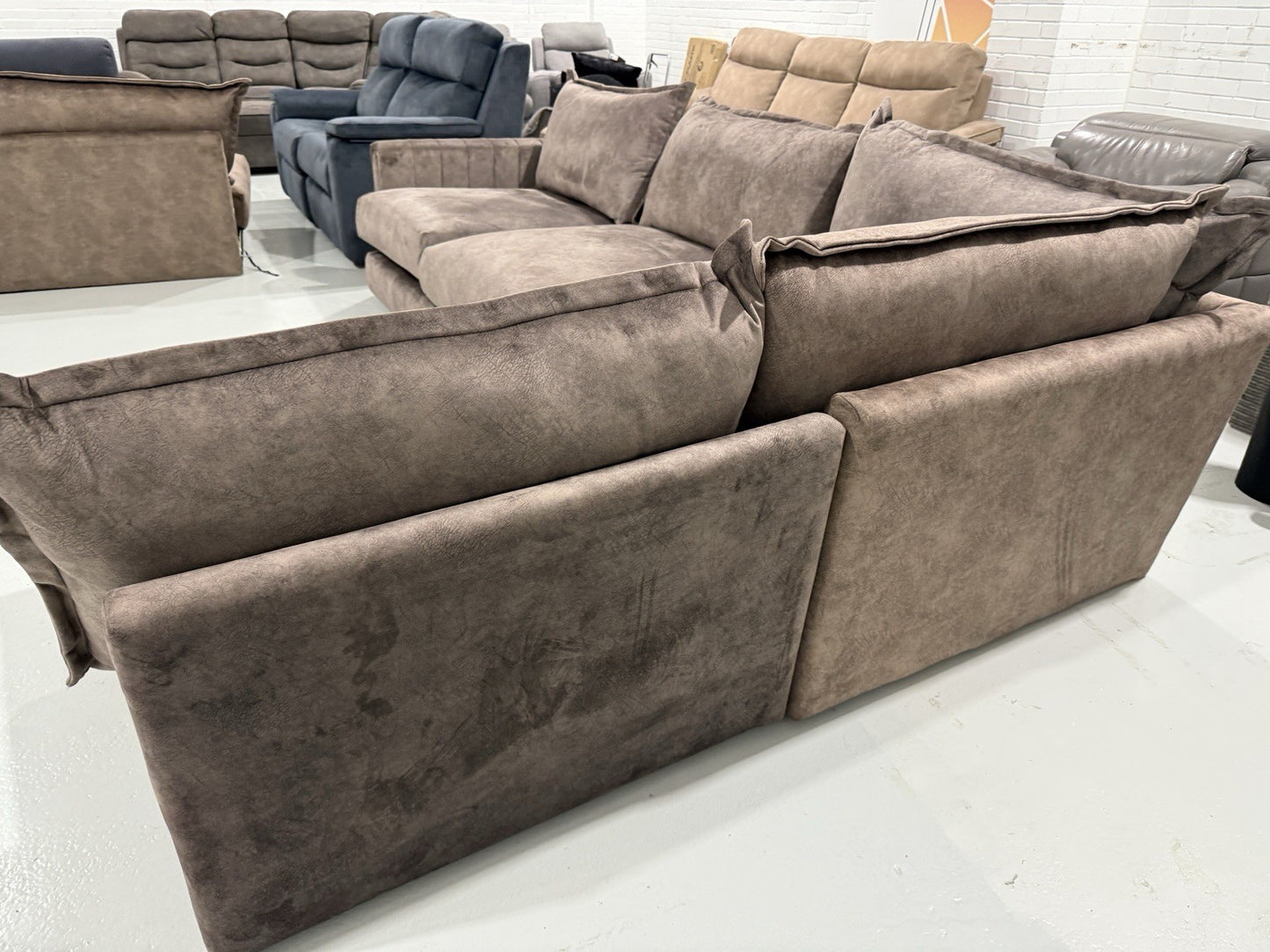 DFS Indulgence / Devine Style Large Corner Sofa In Chocolate Dapple Fabric