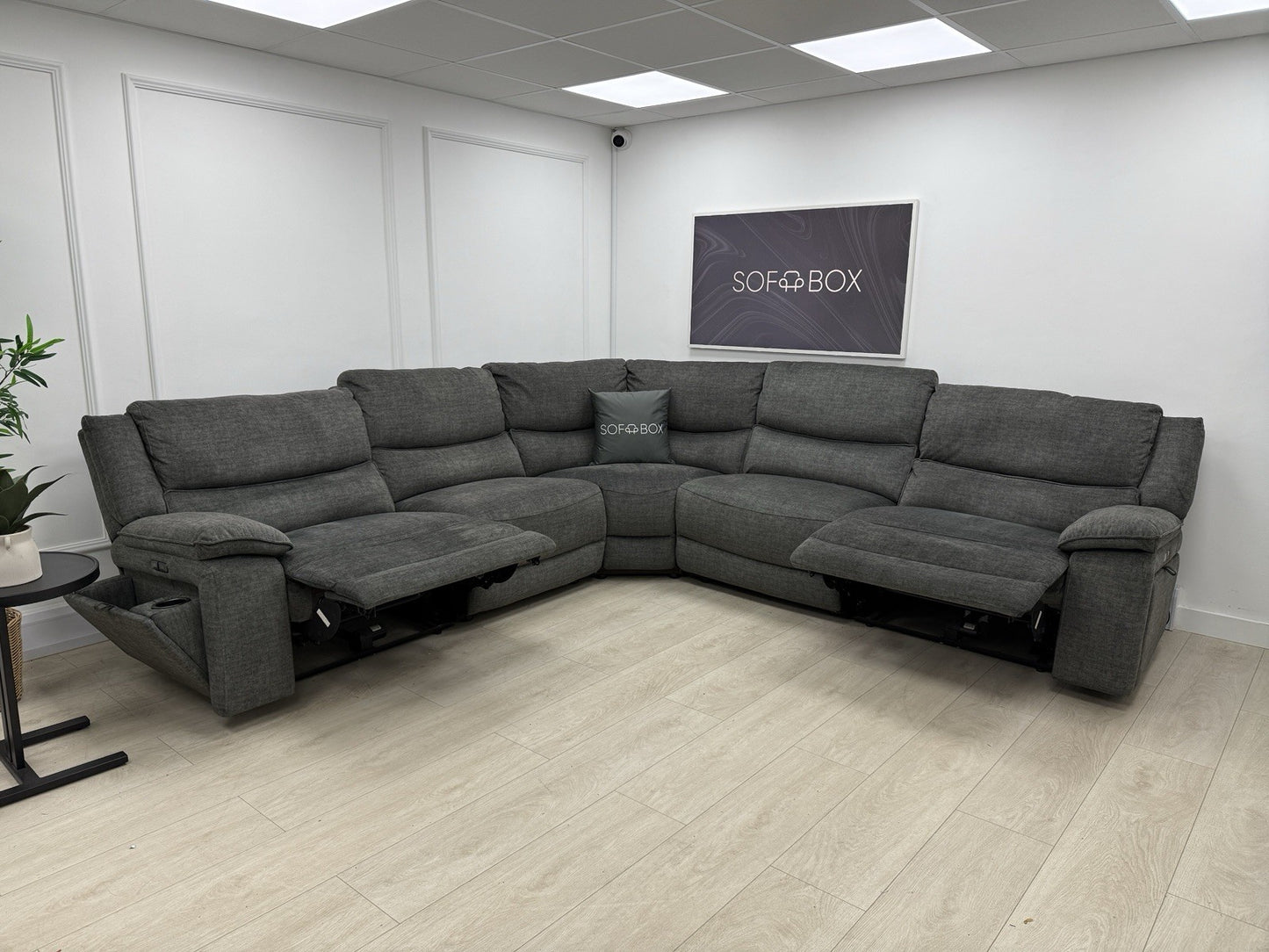 DFS Iverson Power Recliner Corner Sofa In Dark Grey