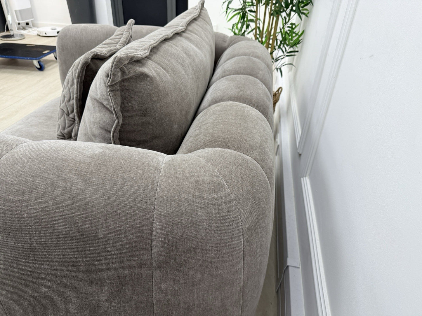 Sofology Empress Love Seat Chair In Relaxed Chenille Nutmeg