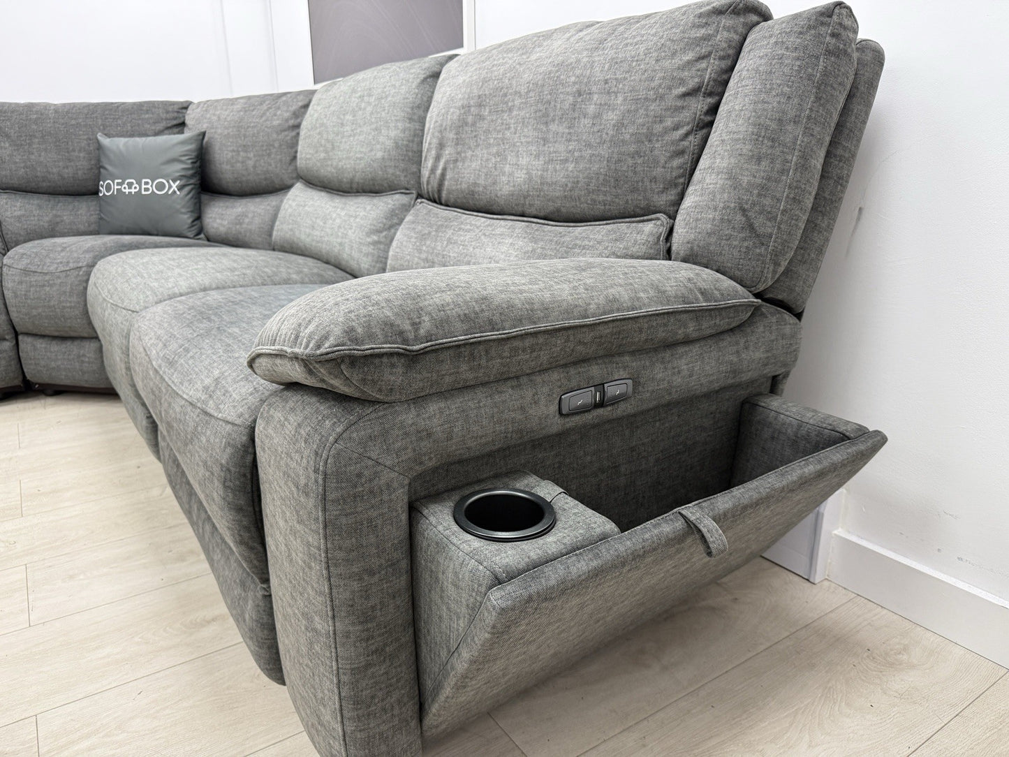 DFS Iverson Power Recliner Corner Sofa In Dark Grey