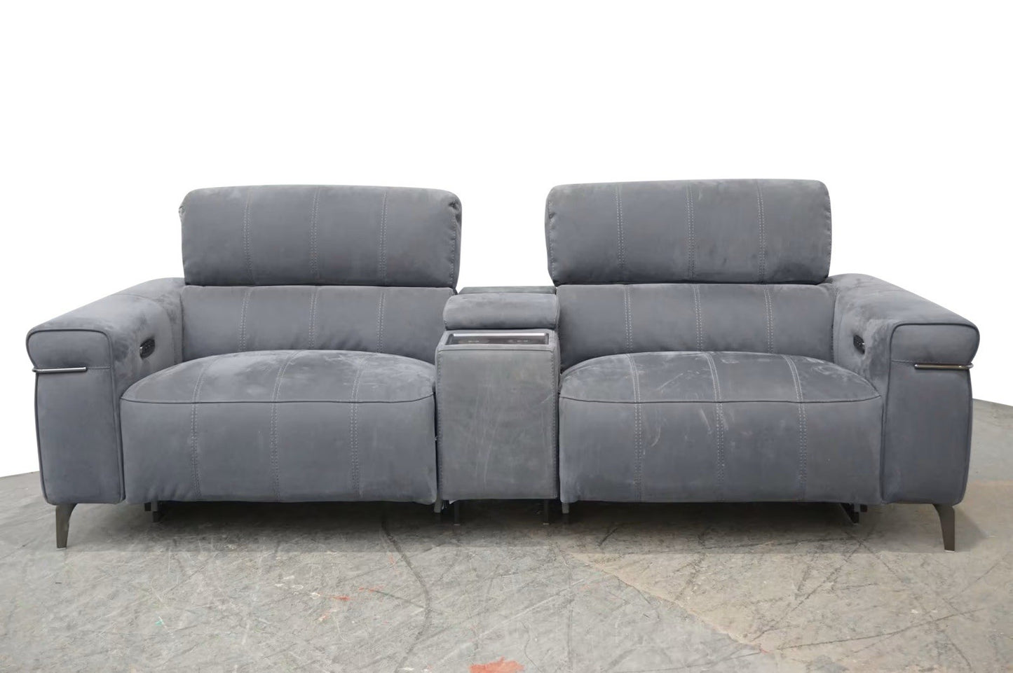 Furniture Village Homestage Fabric 3 Seater Power Recliner Sofa,Media/Headrests