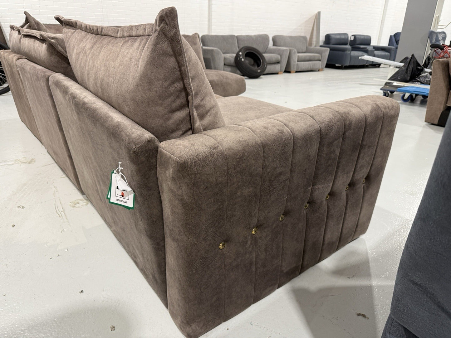 DFS Indulgence / Devine Style Large Corner Sofa In Chocolate Dapple Fabric